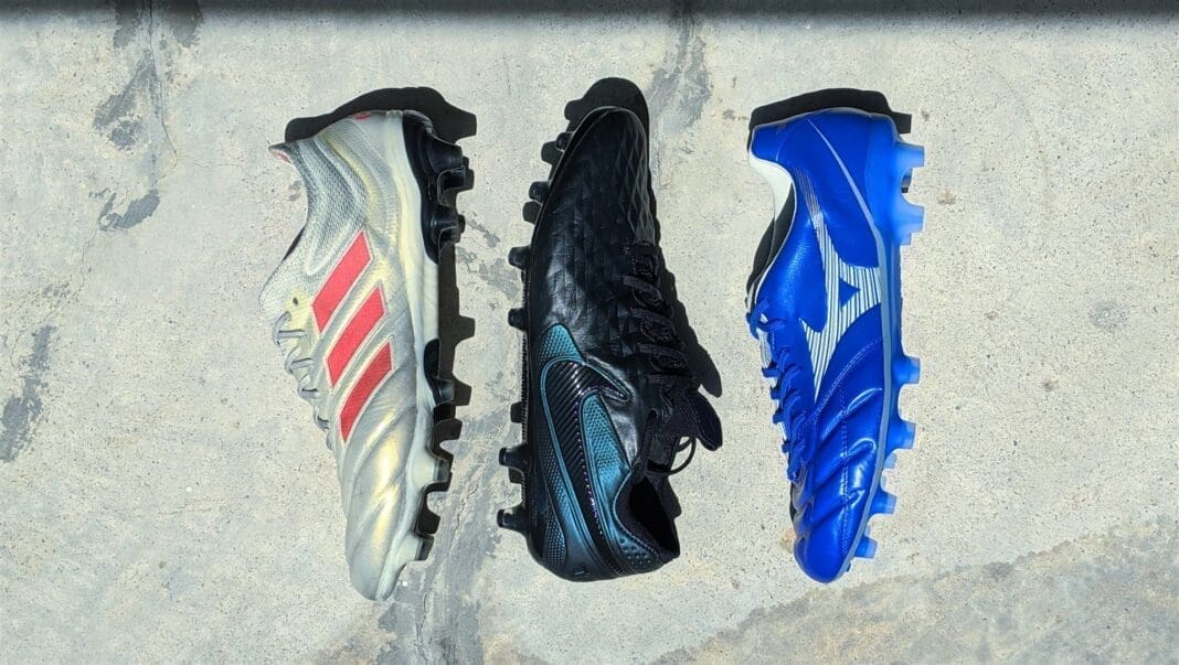 Leather football boots battle - adidas copa nike tiempo mizuno rebula cup