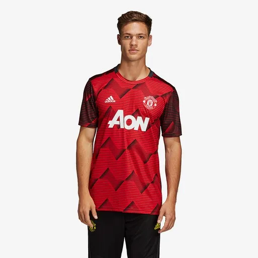 adidas Manchester United 2019/20 Home Pre-Match Shirt - Collegiate Red/Solid Grey image 1