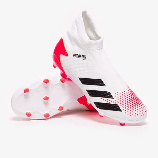 adidas Predator 20.3 Laceless FG - White/Core Black/Pop
